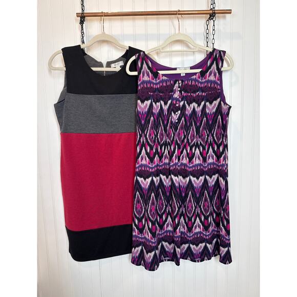 DressBarn Dresses Colorblocked & Aztec Sleeveless Mini Summer Bundle Size 8 - Picture 1 of 10